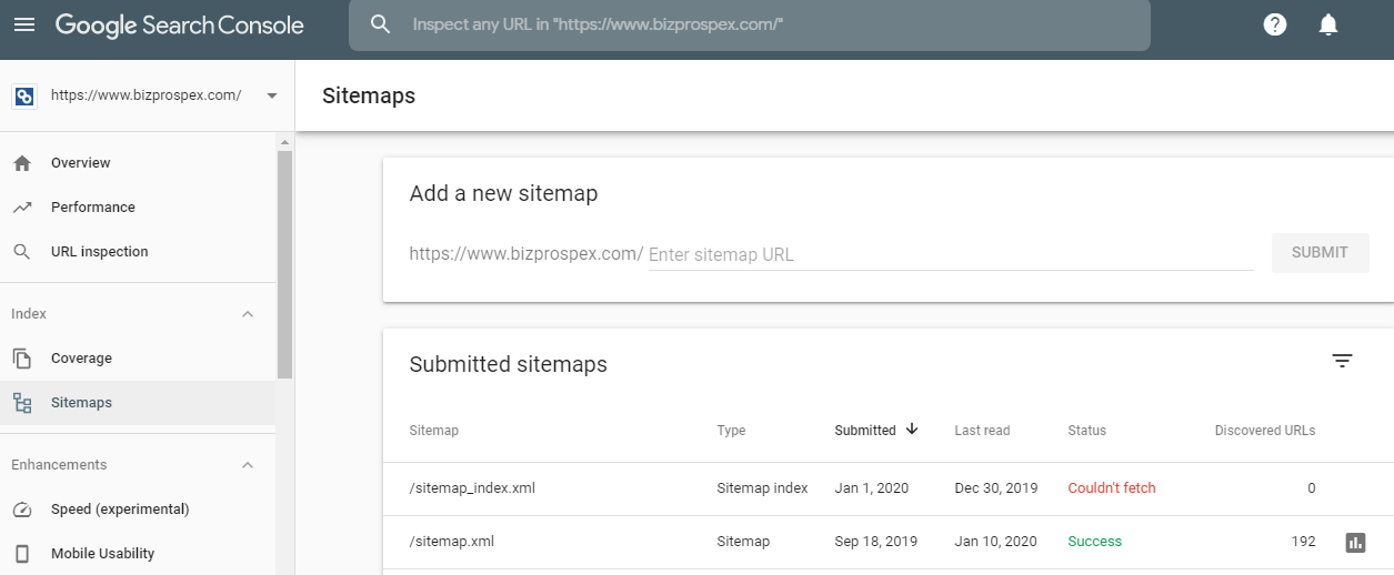 sitemap submitted to search console